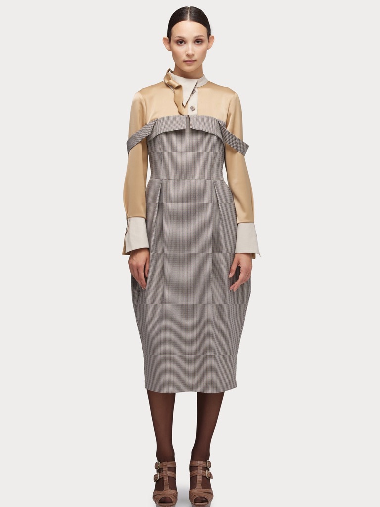 Julia Allert Plaid Pinafore Midi Dress